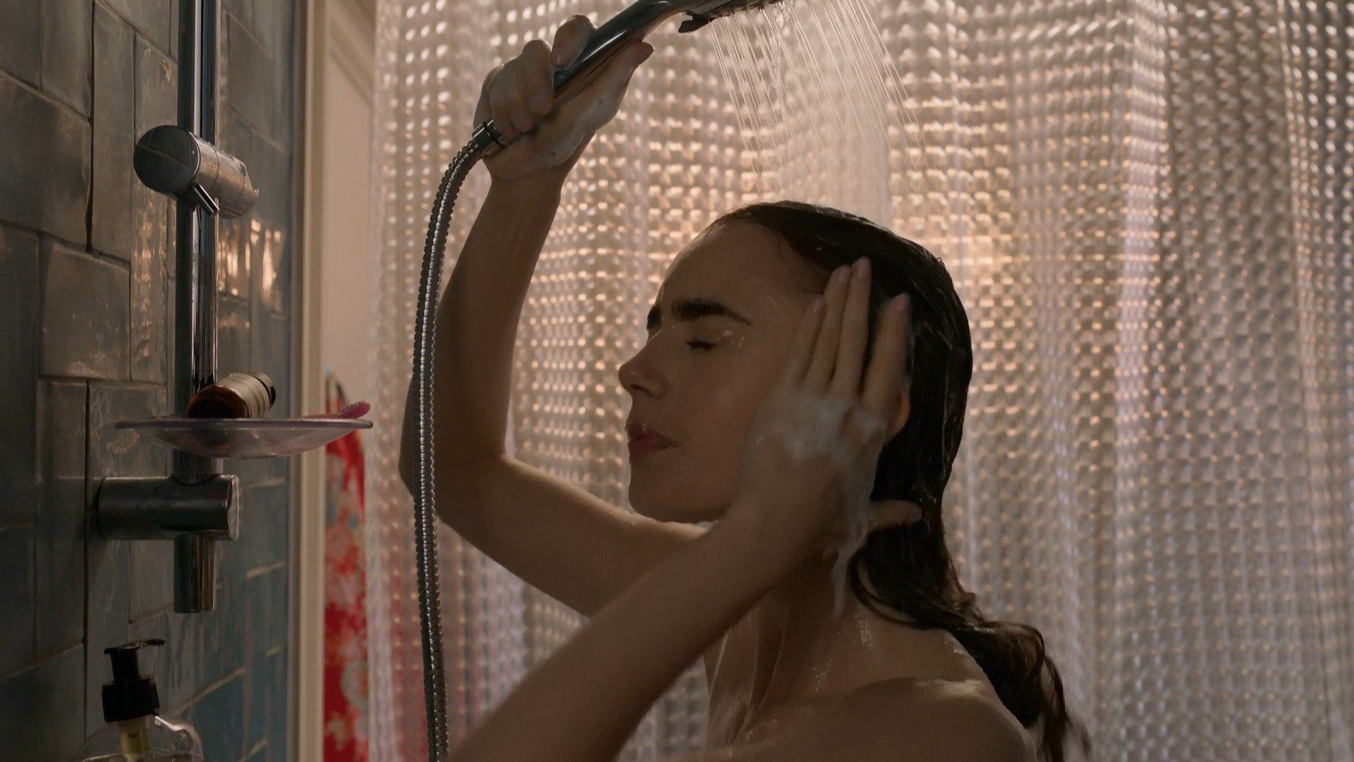 Lily Collins Shower half naked 4